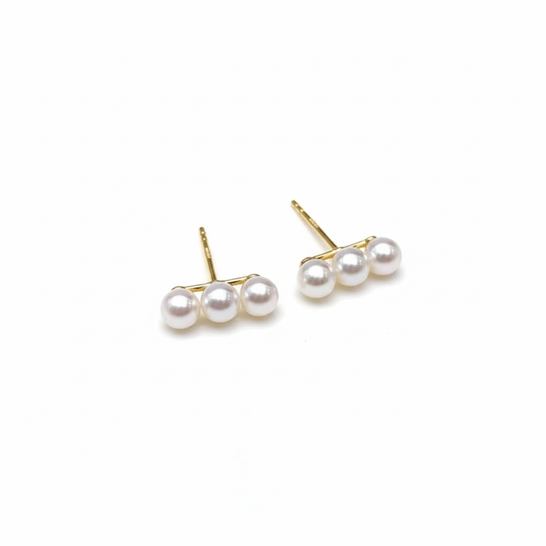 Three-Pearl Cluster Stud Earrings