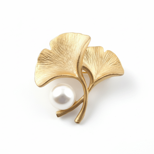 Freshwater 8–9mm Pearl Ginkgo Leaf Brooch