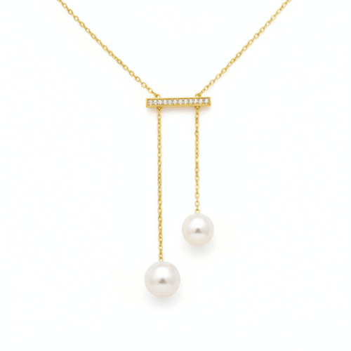 Freshwater Pearl & Diamond Pendant Necklace