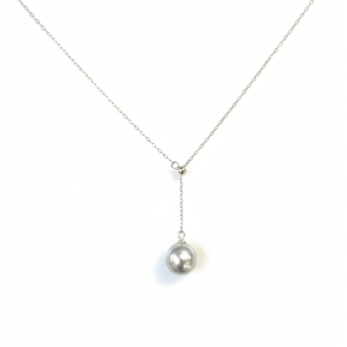 Silver Blue Akoya Pearl Y Necklace