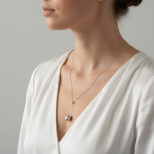 Alternative view of Silver Blue Akoya Pearl Y Necklace