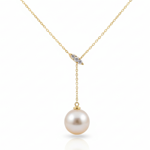 Freshwater Pearl & Marquise Diamond Lariat Necklace