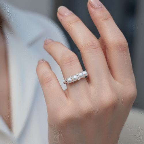 Alternative view of Lustrous "Pearls of Harmony" Ring – Five-Pearl Freshwater Band