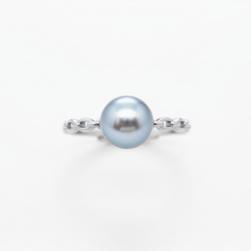 Captivating Japanese Akoya Blue-Grey Pearl Ring