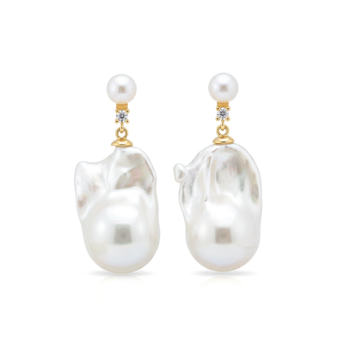 Organic Splendor: Freshwater Baroque Pearl Statement Drop Earrings