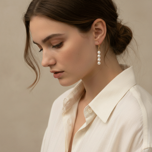 Alternative view of 7mm Freshwater Four-Pearl Linear Drop Earrings