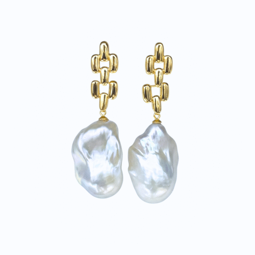 Large Freshwater Baroque Pearl Drop Earrings