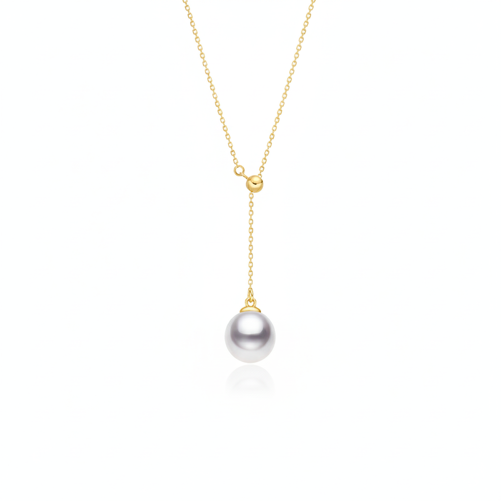Timeless Luminescence: 9mm Japanese Akoya Pearl 18K Gold Pendant