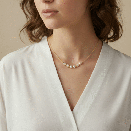 Alternative view of Radiant Akoya Pearl "Glow" Smile Necklace