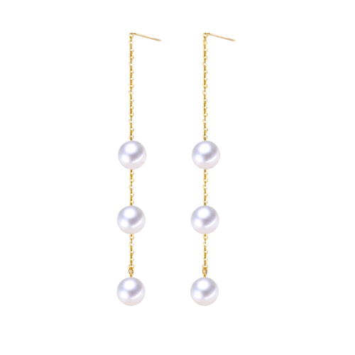 Radiant Purity: Freshwater Round White Pearl Drop Earrings
