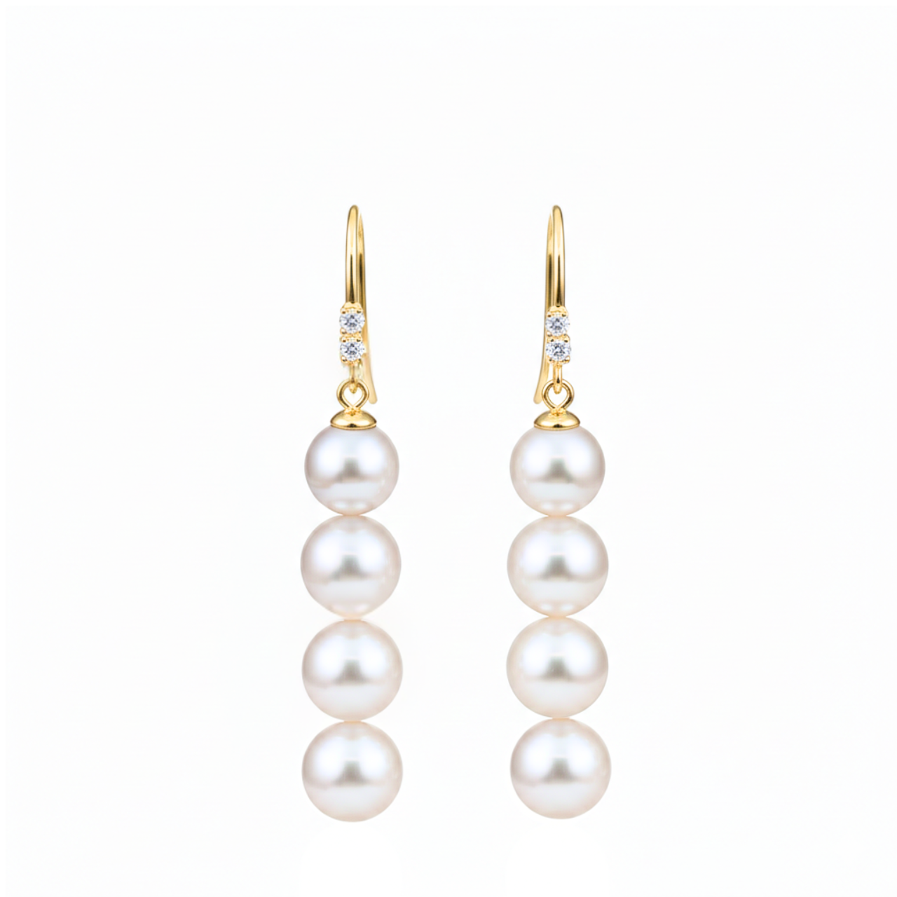 7mm Freshwater Four-Pearl Linear Drop Earrings