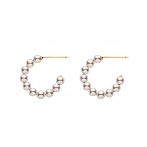 Freshwater Pearl Crescent Hoop Earrings