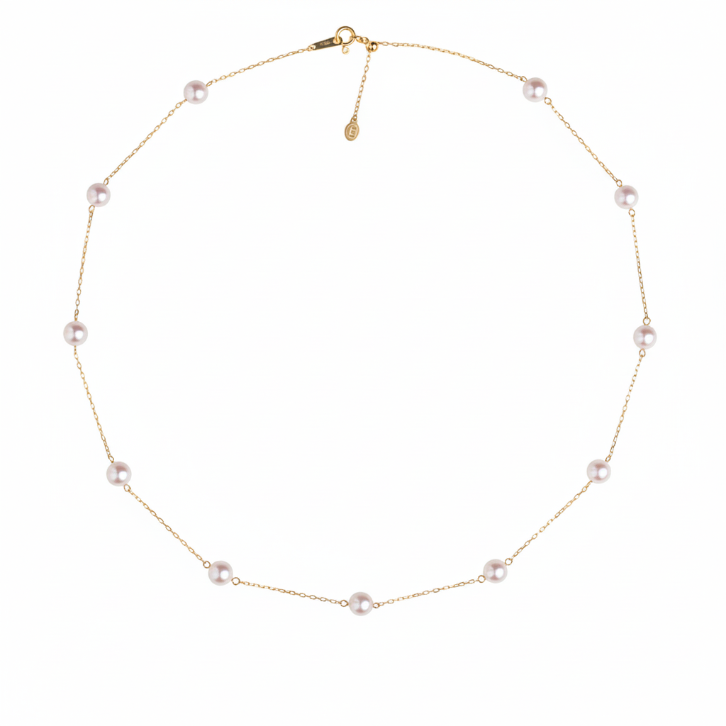 RRadiant AAAA Freshwater Pearl "Stardust" Station Necklace