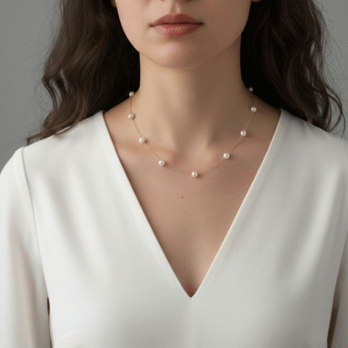 Alternative view of RRadiant AAAA Freshwater Pearl "Stardust" Station Necklace